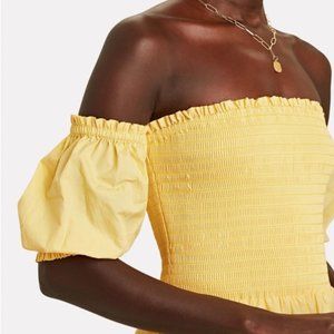 INTERMIX AUBREY SMOCKED POPLIN MIDI DRESS Size Small